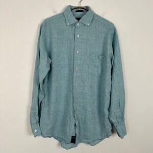 Calder Carmel Men's Blue Striped Linen Button Down Shirt Limited Edition